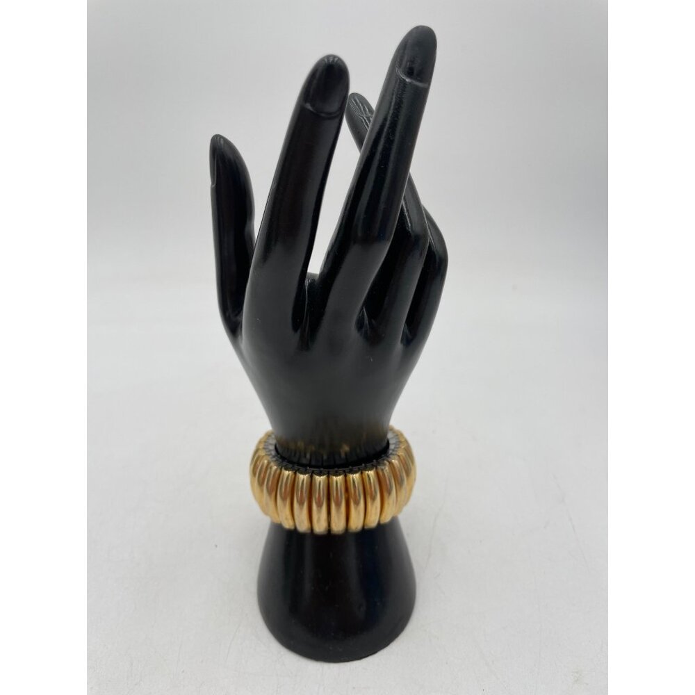 Vintage Gold & Silver Stretch Bracelet Ridged Design For Women